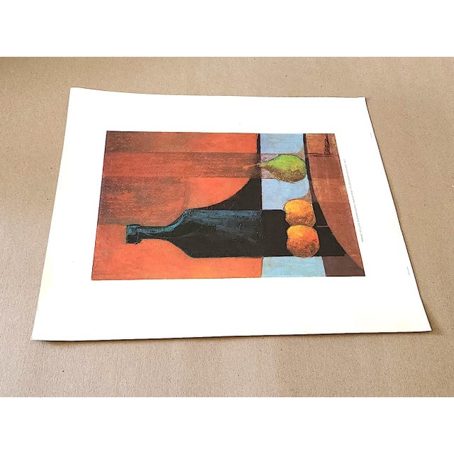 Mid-Century Modern 1970s Still-Life Lithograph Print "Marlez – Still Life Fruits and Bottle – Wax on Paper", Unframed For Sale - Image 3 of 12