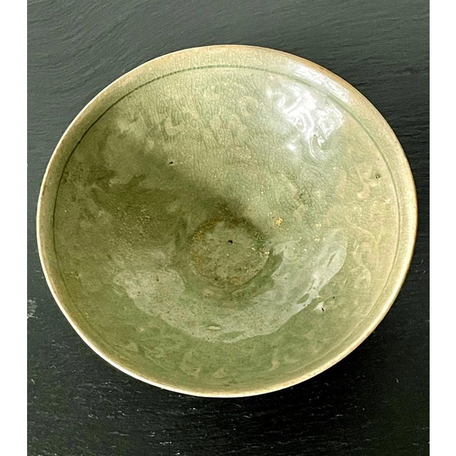 Ceramic Antique Korean Ceramic Bowl with Incised Design For Sale - Image 7 of 13