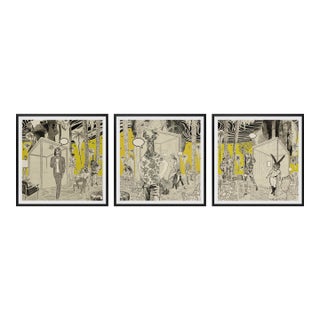 Good Night Hotel Triptych by Steve Moors, 95"x31" Framed For Sale