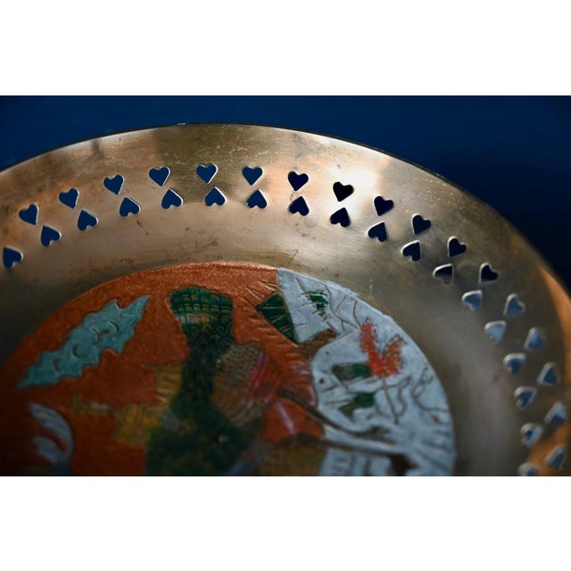 Vintage Brass Openwork Footed Bowl with Bird Design, 1960s For Sale - Image 6 of 9