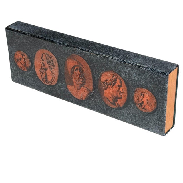 Attributed to Piero Fornasetti Cigarette Box, 1960’s. Excellent original condition. Measures 12” long 4.25” deep 1.5” tall.