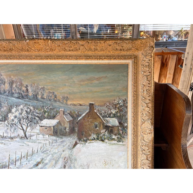 Victor Zolnierowicz, Winter Landscape, 1950s, Large Oil Painting on Canvas, Framed For Sale - Image 5 of 10