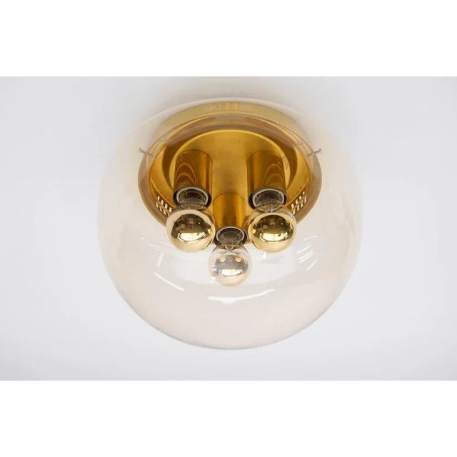 Metal Huge 3-Light Amber Glass Flush Mount, Germany, 1960s For Sale - Image 7 of 8