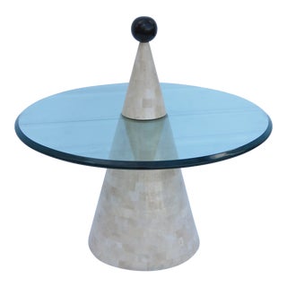Tessellated Stone Glass Top Coffee Table by Maitland Smith For Sale