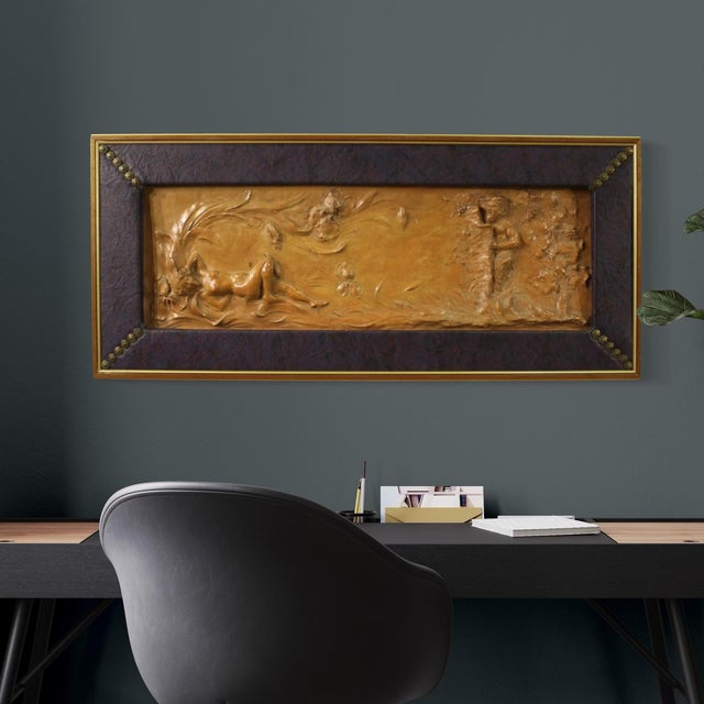 Orange French Terracotta Bas-Relief, 1920 For Sale - Image 8 of 16