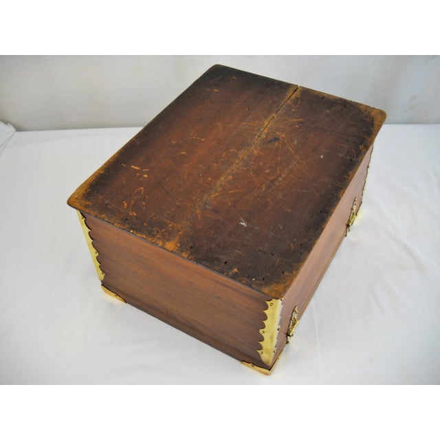 Wood Antique Lillian Brass & Wood Box For Sale - Image 7 of 8