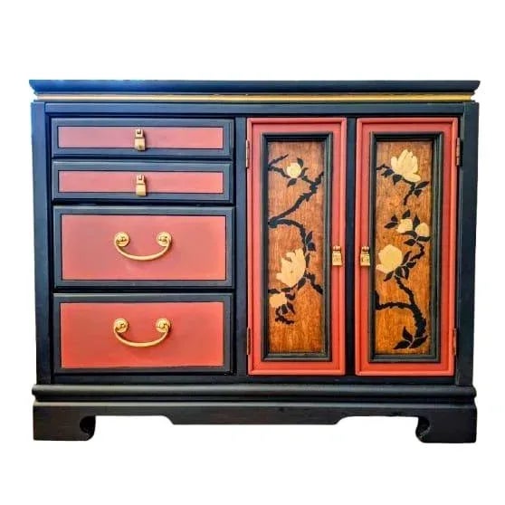 Oxblood Red Basset Chinoiserie Sideboard / Credenza For Sale - Image 8 of 9