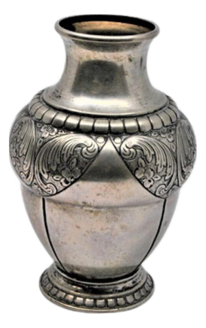 Jar in Gummed Silver with Raised Plant Motifs