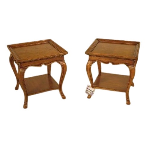 Pair Hickory White Country French End Tables For Sale
