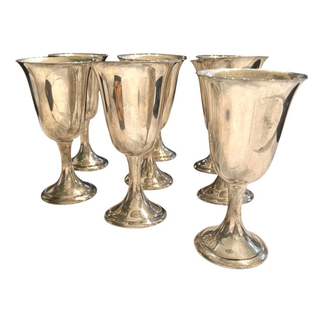 Silver Sterling Silver Goblets by Alvin, Set of 8, Mid-Century American For Sale - Image 8 of 10