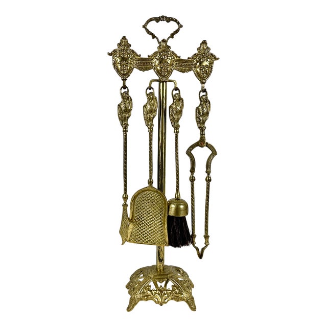 Vintage Bronze Fireplace Set, Set of 4 For Sale