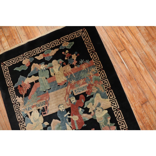 Late 20th Century Emperor Empress Chinese Scatter Size 20th Century Rug For Sale - Image 5 of 6