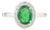 Old Hollywood Emerald and Diamond Halo Ring Size 5 For Sale