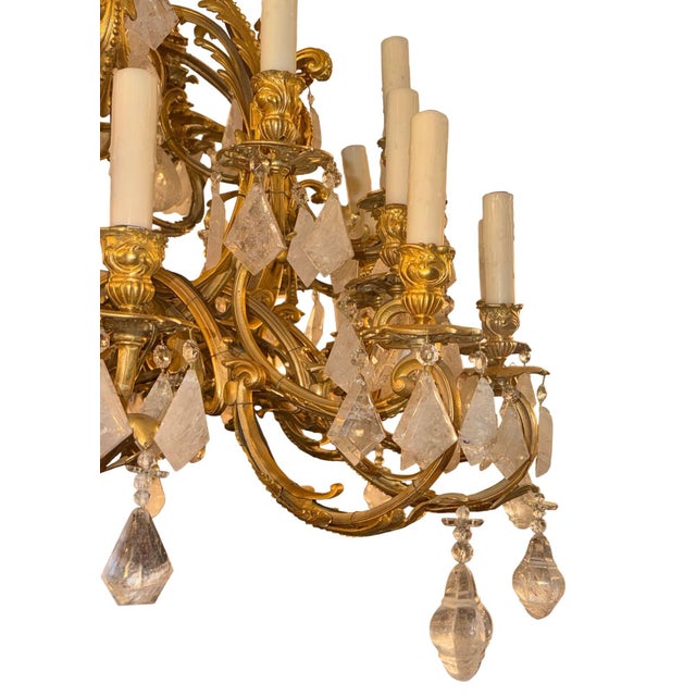French 1880s Louis XVI 42-Light Dore Bronze & Rock Crystal Chandelier Signed b.r For Sale - Image 3 of 15