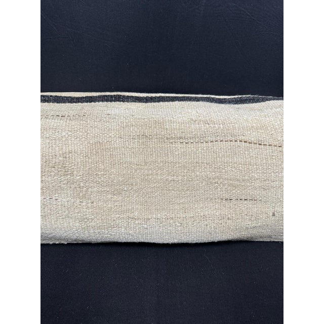 Contemporary Turkish Hemp Pillow Cushion Natural Beige Black Cushion Cover 14"x40" For Sale - Image 3 of 4