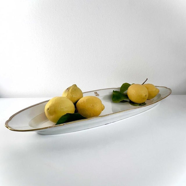 White Antique Porcelain Serving Plate For Sale - Image 8 of 9