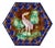 French Trivet in Polychrome Barbotine with Pink Bird, 1860 For Sale