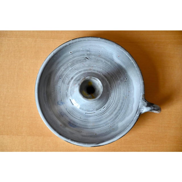 Stoneware Bedroom Candlestick with Blue-Grey Glaze, 1970s For Sale - Image 4 of 8