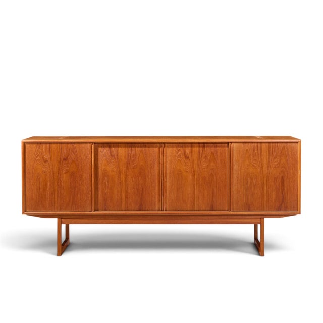 Mid-Century Modern Kurt Østervig Style Mid Century Danish Teak Sliding Door Credenza and Hutch For Sale - Image 3 of 14