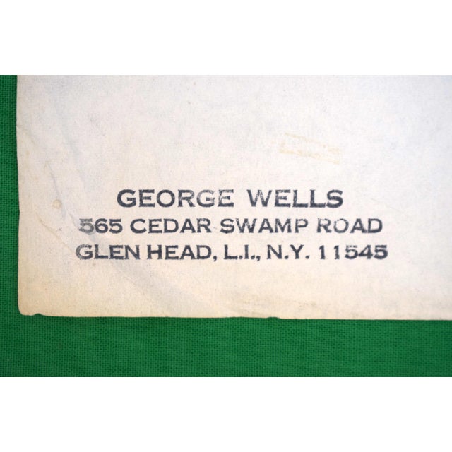 Traditional Watercolor Design for a Seafoam Green Area Rug Depicting the Edgartown Lighthouse W/ Seagulls 1969 by George Wells (1906–1988) For Sale - Image 3 of 3