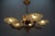 Metal Art Deco French Frosted Glass, Brass, and Copper Chandelier, 1930s For Sale - Image 7 of 18