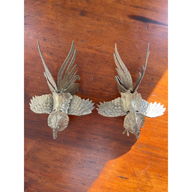 Mid-Century Modern Mid 20th Century Brass Fighting Roosters- a Pair For Sale - Image 3 of 12