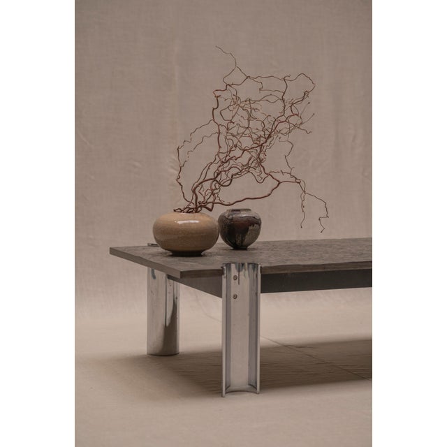 Brutalist Coffee Table with Fossil Stone Top, 1970s For Sale - Image 10 of 18