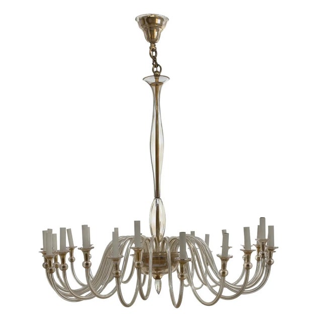 Beige Large Murano Amber-Glass Chandelier, 1950s For Sale - Image 8 of 8