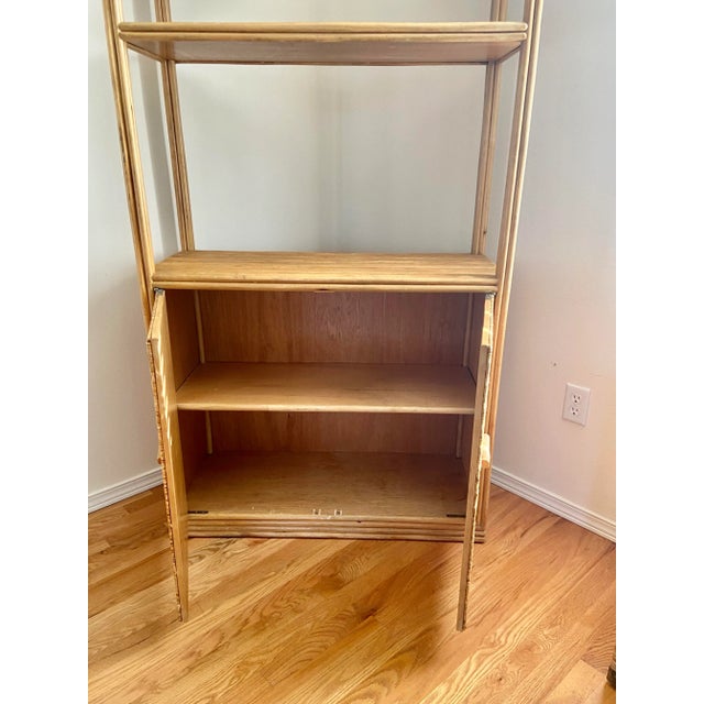 Beige 1970s Boho Chic Bamboo Rattan & Wicker Shelf/Bookcase For Sale - Image 8 of 10