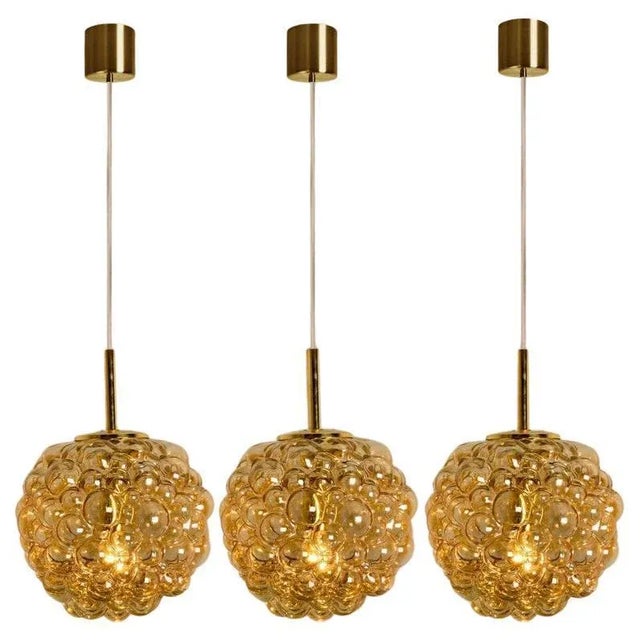 Vintage German Bubbled Glass and Brass Pendant by Helena Tynell, 1970 For Sale - Image 15 of 15