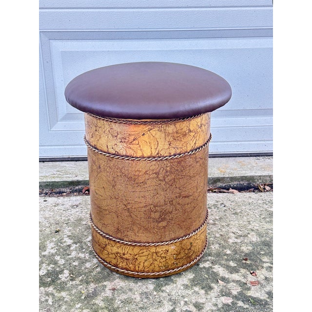 Fabulous 1960s Mid-Century Italian vanity stool and storage ottoman. Featuring a beautiful Hollywood Regency flair, the...