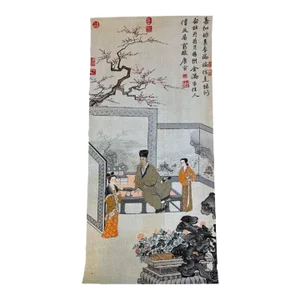 Mid-Century Chinese Scroll Tapestry on Silk, After T’ang Yin (1470-1523) - Original Box