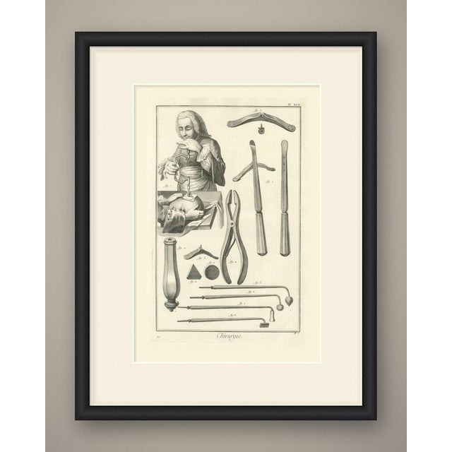 An original antique copper engraving, uncolored, from the Chirurgie plates of the Encyclopédie. Fig. 1, at the upper left,...