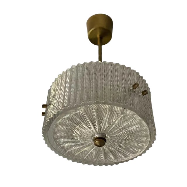 Small Mid-Century Circular Pendant Lamp from Orrefors, 1960s For Sale