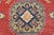 Red Kazak Rug 6'5'' X 9'4'' Red Wool Tribal Geometric Hand-Knotted Oriental Carpet For Sale - Image 8 of 12