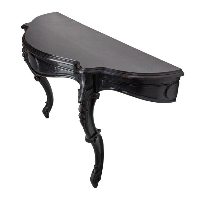 Antique French Wall-Mounted Hallway Console in Black Wood, 1880s For Sale - Image 4 of 12