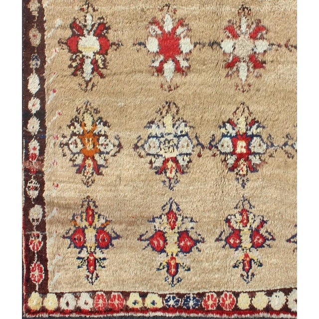 Early 20th Century Angora Turkish Tulu Carpet With Colorful Floral Designs Set on Sand Field For Sale - Image 9 of 12
