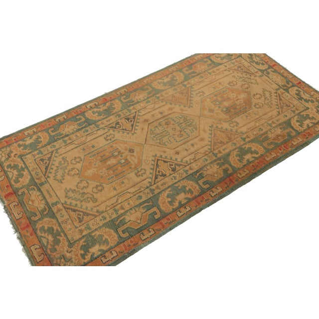 Rug & Kilim Antique Oushak Runner in Golden-Beige With Geometric Medallions - Rug & Kilim For Sale - Image 4 of 8