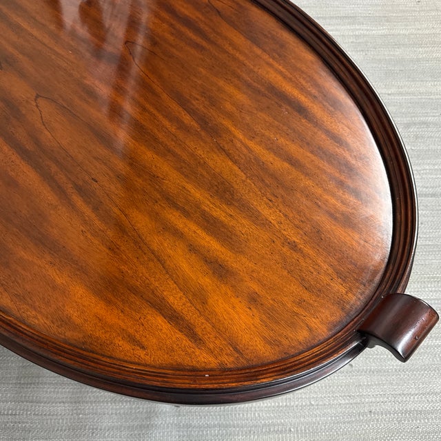 Wood Maitland Smith Aged Regency Coffee Table, Oval For Sale - Image 7 of 13