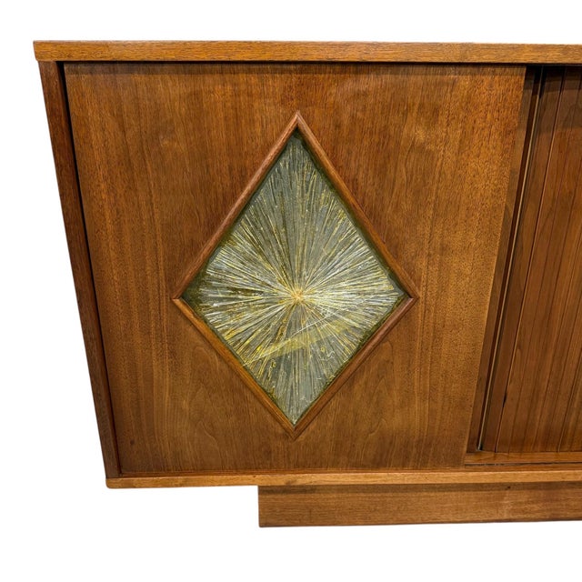 Mid-Century Modern Walnut Tambour Door Sideboard & Bar Cabinet For Sale In Philadelphia - Image 6 of 10