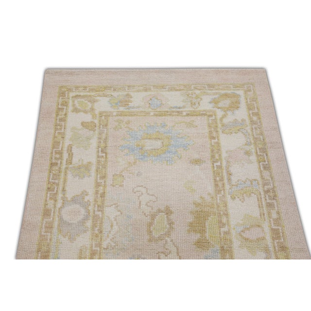 Pink Handwoven Modern Turkish Oushak Rug 2'11" X 5' For Sale - Image 4 of 6