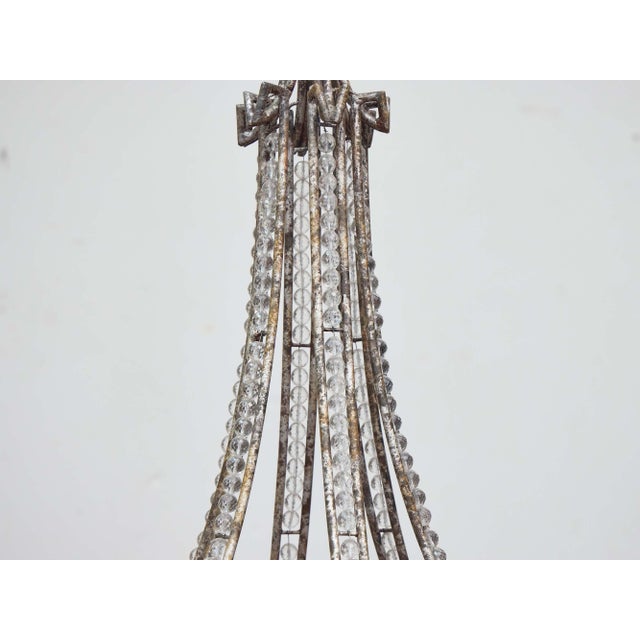 19th Century French Iron and Beaded Six-Light Chandelier For Sale - Image 11 of 11
