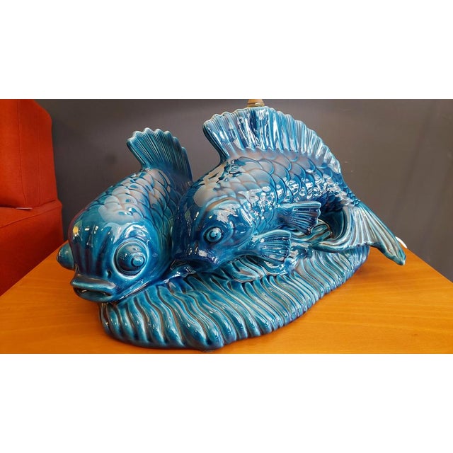 Ceramic Table Lamp with the Shape of Carpe Koi, 1970s For Sale - Image 4 of 12