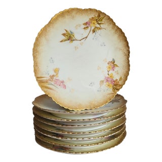 Antique Porcelain Plates from Martial Redon Factory, 1890s, Set of 8 For Sale