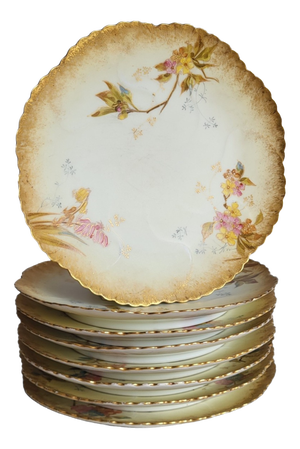 Antique Porcelain Plates from Martial Redon Factory, 1890s, Set of 8