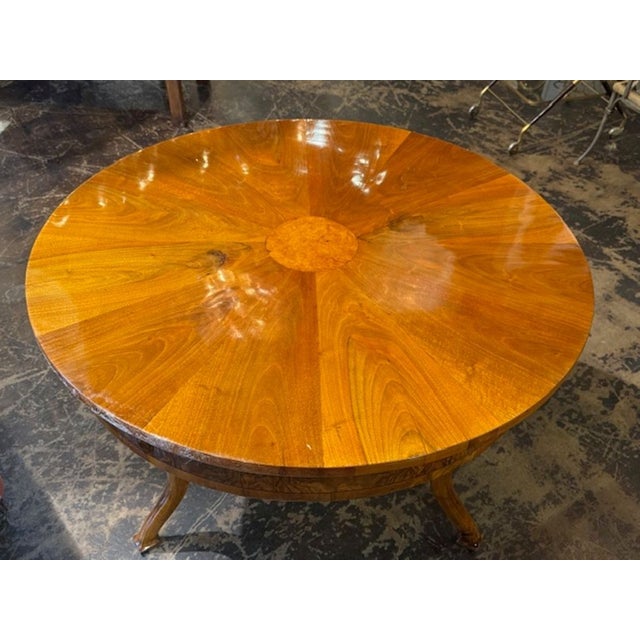 19th Century Walnut Biedermeier Center Table For Sale - Image 4 of 6