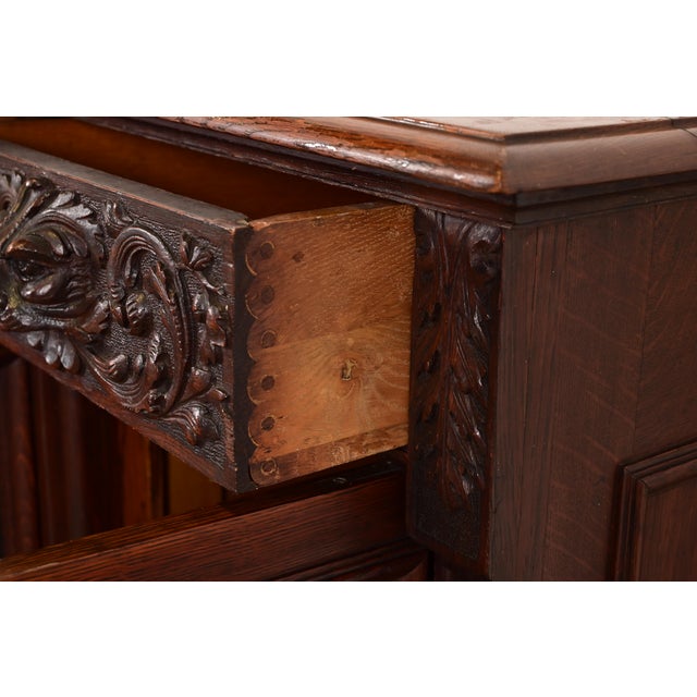Late 19th Century R. J. Horner Renaissance Revival Carved Oak Sideboard or Bar Cabinet, Circa 1890s For Sale - Image 5 of 10