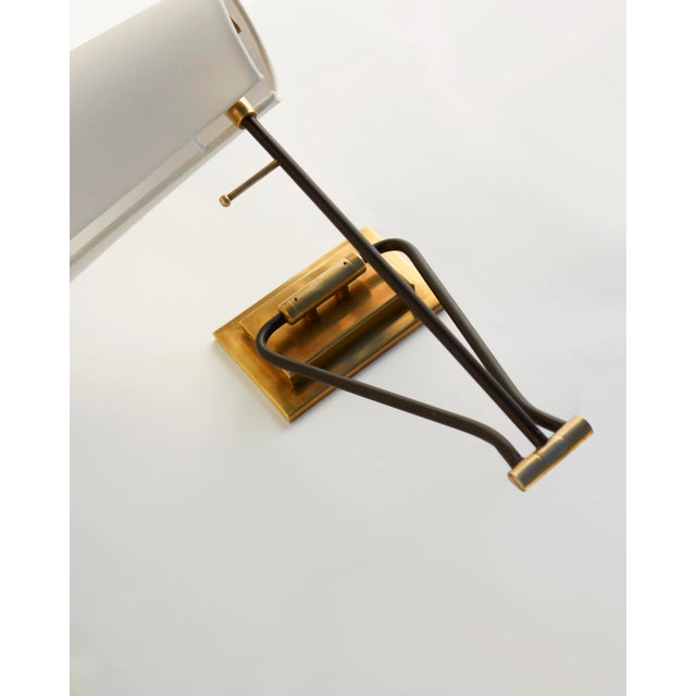 2020s AERIN for Visual Comfort Signature Keil Swing Arm Wall Light in Hand-Rubbed Antique Brass & Black with Linen Shade For Sale - Image 5 of 6