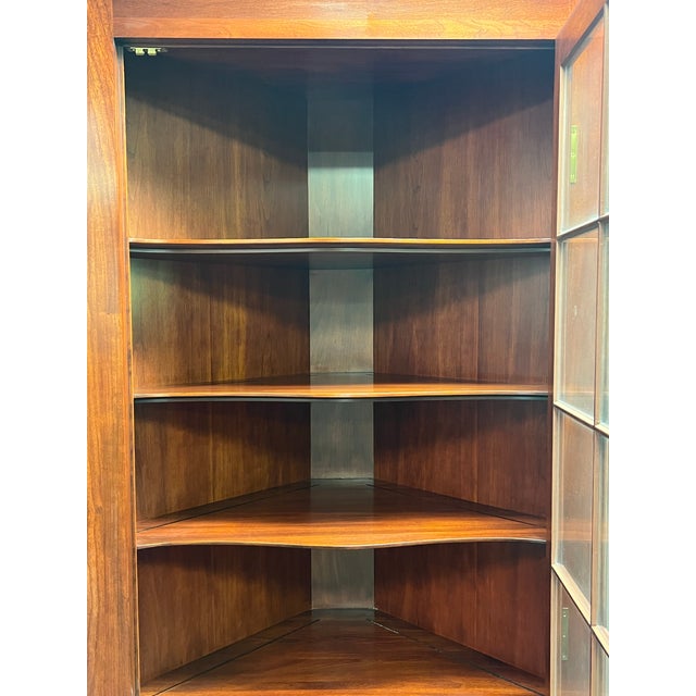 Wood Henkel Harris Wild Black Cherry Style 1114 12 Pane Corner Cabinet For Sale - Image 7 of 11