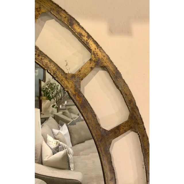 Rustic Golden Bronze Finished Round Wall Mirror For Sale - Image 4 of 6